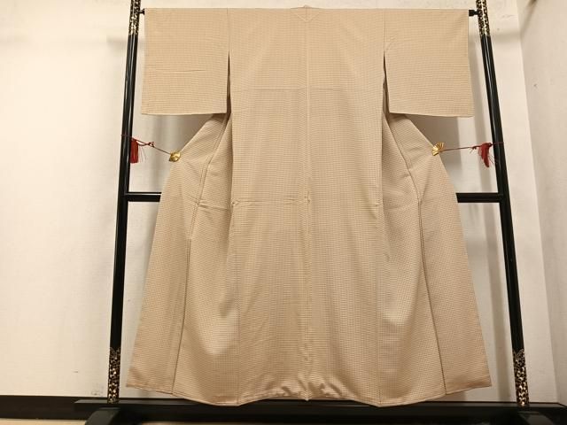 平和屋着物●お召 格子 正絹 逸品 未使用 AABN5822ph