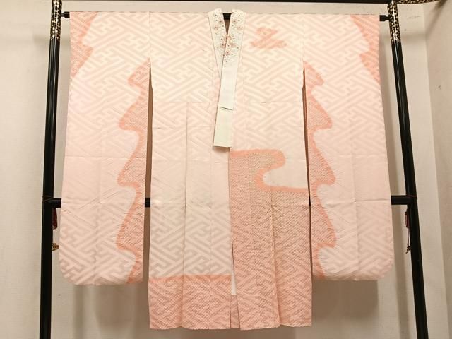 平和屋着物●振袖用長襦袢 袷 絞り 霞文 半衿刺繍 正絹 逸品 AABN5840ph