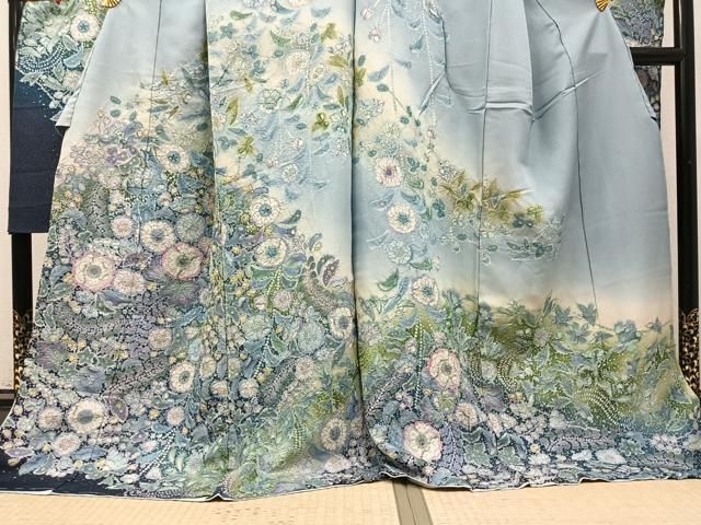 平和屋着物●豪華振袖 辻が花 絞り 銀通し地 仮絵羽 逸品 未使用 AABN5852ph
