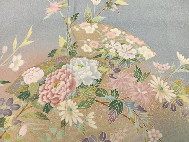 平和屋着物●訪問着 地紙枝花文 暈し染め 金彩 正絹 逸品 AABN5854ph