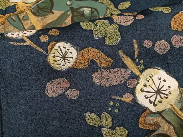 平和屋着物●北大路魯山人 訪問着 手描き 梅文 鈴乃屋扱い 正絹 逸品 AABN5869ph