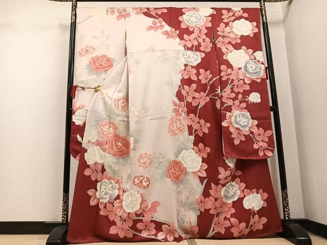 平和屋着物●豪華振袖 枝花文 銀彩 正絹 逸品 AABN5876ph