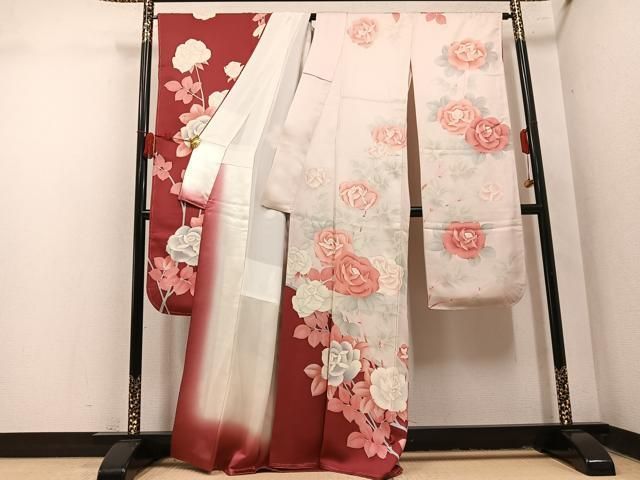 平和屋着物●豪華振袖 枝花文 銀彩 正絹 逸品 AABN5876ph