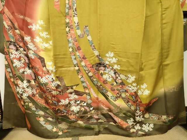 平和屋着物●豪華振袖 片輪車花文 金彩 正絹 逸品 AABN6005ck