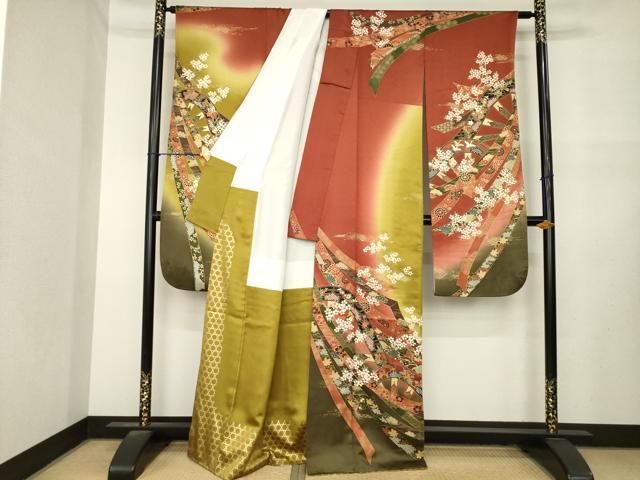 平和屋着物●豪華振袖 片輪車花文 金彩 正絹 逸品 AABN6005ck