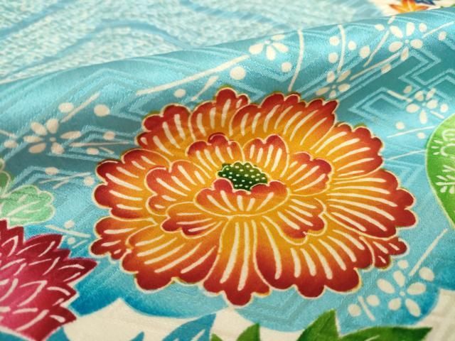 平和屋着物●豪華振袖 絞り 駒刺繍 型染め 草花文 金彩正絹 逸品 AABN6006ck