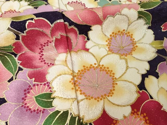 平和屋着物●豪華振袖 刺繍 流水花文 金銀糸 金彩 銀通し地 丹後ちりめん 仮絵羽 逸品 未使用 AABN6011ck