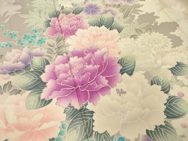 平和屋着物●豪華振袖 刺繍 草花文 暈し染め ロング丈 正絹 逸品 AABN6017ck