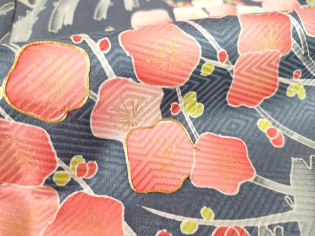 平和屋着物●豪華振袖 駒刺繍 枝梅文 金彩 正絹 逸品 AABN6030ck
