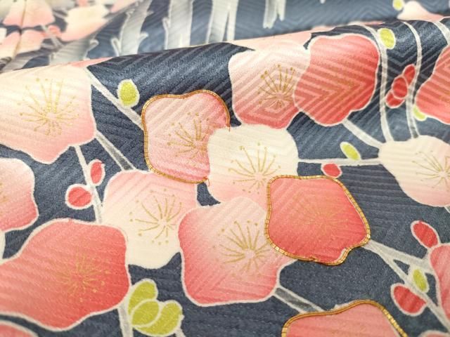 平和屋着物●豪華振袖 駒刺繍 枝梅文 金彩 正絹 逸品 AABN6030ck