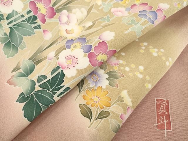 平和屋着物●訪問着 友禅 作家物 風景文 暈し染め 正絹 逸品 AABN6071ck
