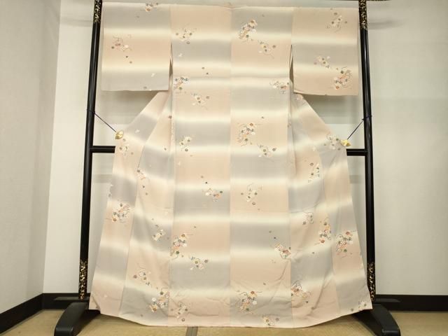 平和屋着物●上質な小紋 友禅 花筏文 暈し染め 小田急百貨店扱い 正絹 逸品 AABN6072ck