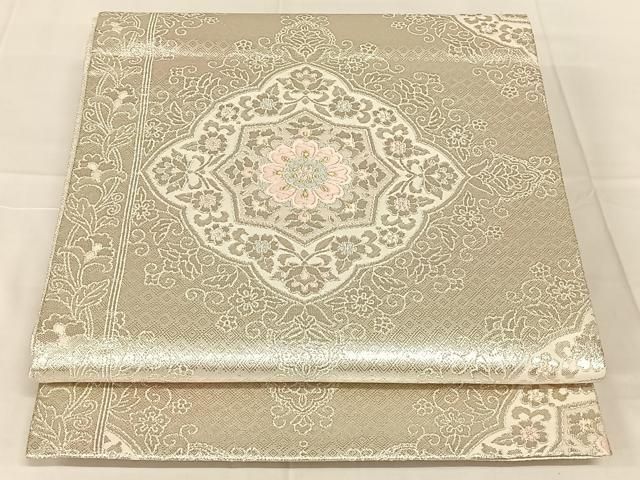 平和屋着物◎佐賀錦 六通柄袋帯 唐織 飾花文 銀糸 正絹 逸品 AABN6087dk