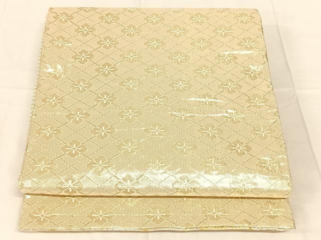 平和屋着物◎佐賀錦 両面 六通柄袋帯 松皮菱正倉院花文 金銀糸 正絹 逸品 AABN6090dk