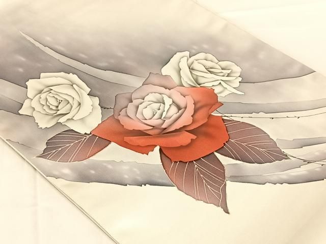 平和屋着物◎石田巳代治 太鼓柄袋帯 作家物 手描き 草花文 正絹 逸品 AABN6097dk