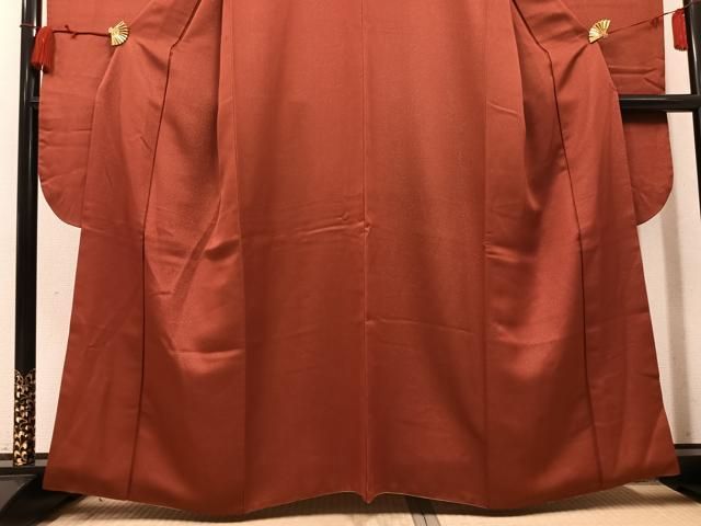 平和屋着物●豪華振袖 紅樺色 銀通し地 正絹 逸品 AABN7321ph