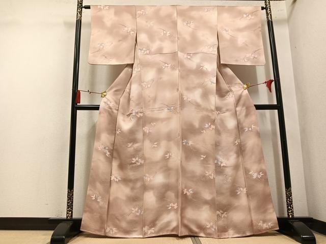 平和屋着物●上質な小紋 地紋起こし 葉尽くし 暈し染め 正絹 逸品 AABN7323ph
