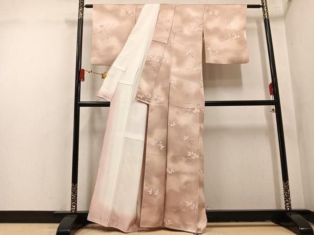 平和屋着物●上質な小紋 地紋起こし 葉尽くし 暈し染め 正絹 逸品 AABN7323ph