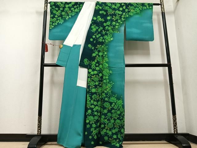 平和屋着物●訪問着 作家物 草花文 暈し染め 金彩 正絹 逸品 AABN7326ph