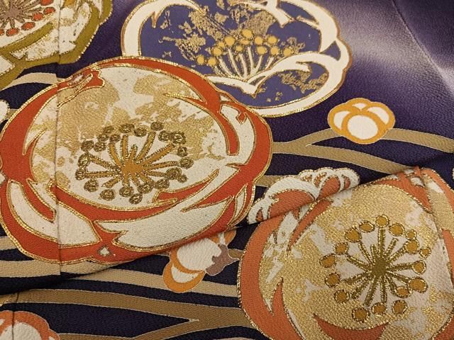 平和屋着物●豪華振袖 駒刺繍 梅文 暈し染め 金彩 鬼しぼ縮緬 正絹 逸品 AABN7331ph