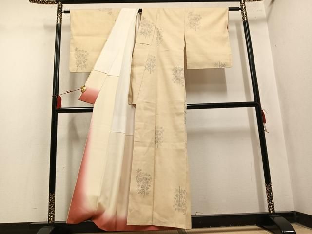 平和屋着物●本場結城紬 重要無形文化財 100亀甲 飛び亀甲 草花文 正絹 逸品 未使用 AABN7332ph