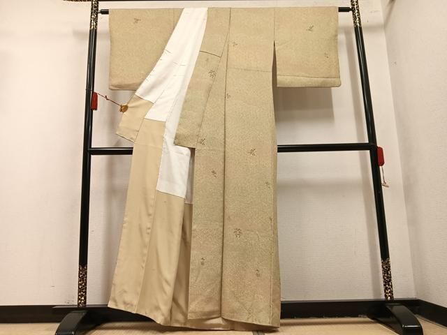平和屋着物●上質な小紋 草花文 金彩 正絹 逸品 AABN7383ph
