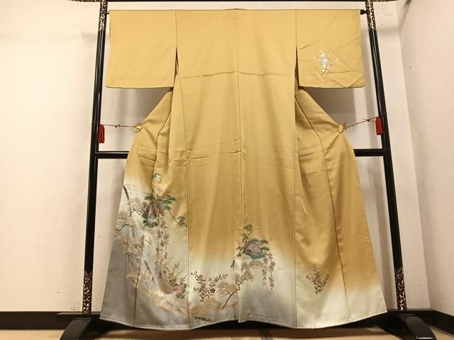 平和屋着物●訪問着 地紙花文 暈し染め 金銀彩 正絹 逸品 AABN7424ph