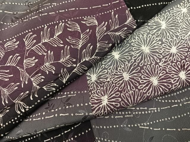 平和屋着物●上質な小紋 ろうけつ染 草花文 暈し染め 正絹 逸品 AABN7434ph