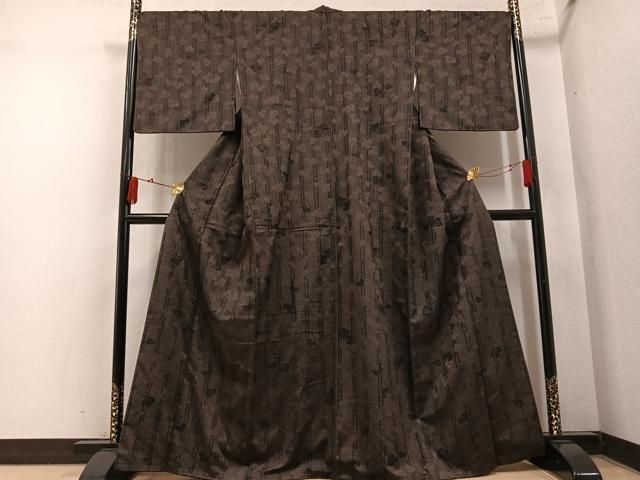 平和屋着物●上質な紬 蔦の葉間道 正絹 逸品 AABN7455ph