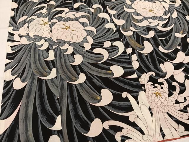 平和屋着物●上質な小紋 乱菊 黒地 金彩 正絹 逸品 AABN7457ph