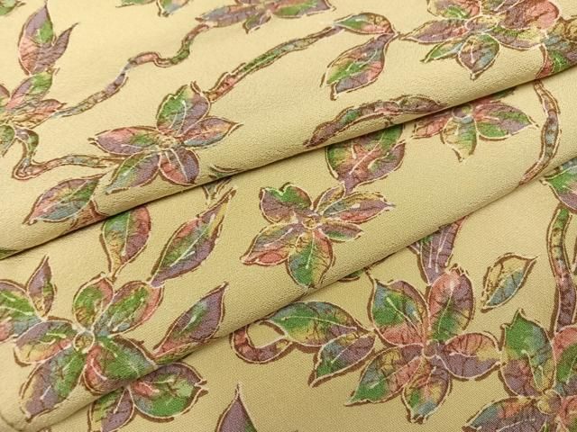 平和屋着物●上質な小紋 枝花文 正絹 逸品 AABN7464ph