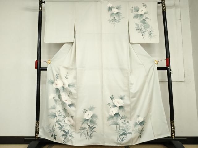 平和屋着物●訪問着 手描き 枝花文 正絹 逸品 AABN8005cs