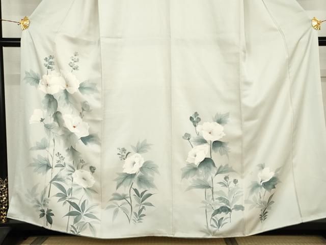 平和屋着物●訪問着 手描き 枝花文 正絹 逸品 AABN8005cs