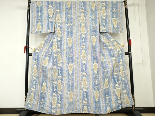 平和屋着物●上質な小紋 洋花文 暈し染め 正絹 逸品 AABN8010cs