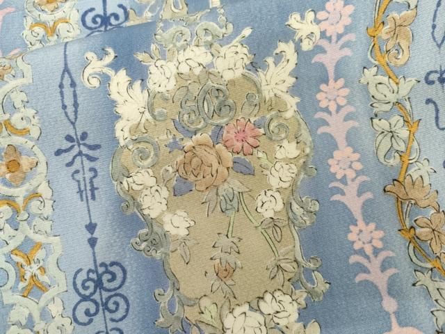 平和屋着物●上質な小紋 洋花文 暈し染め 正絹 逸品 AABN8010cs