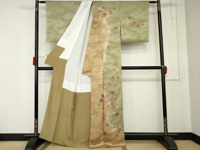 平和屋着物●訪問着 刺繍 橘 暈し染め 金彩 正絹 逸品 AABN8020cs