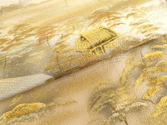 平和屋着物●訪問着 作家物 日本三景 天の橋立 暈し染め 金銀彩 正絹 逸品 AABN8077cs