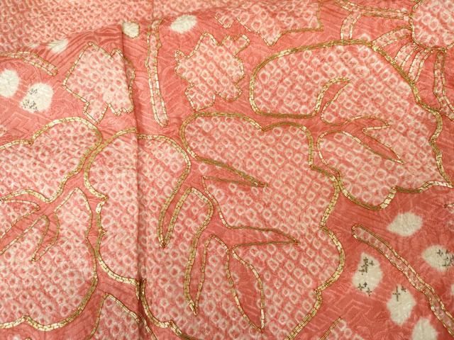 平和屋着物●豪華振袖 総絞り 駒刺繍 桐 舞花文 正絹 逸品 AABN8104cs