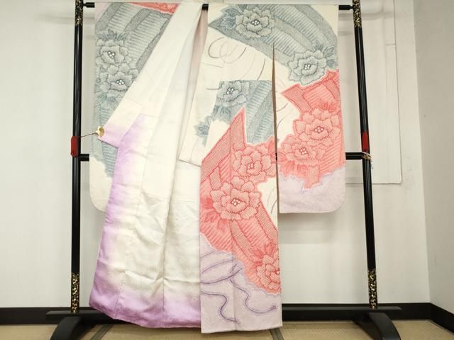 平和屋着物●名門 藤娘きぬたや・総絞り 振袖 几帳花文 正絹 逸品 AABN8112cs