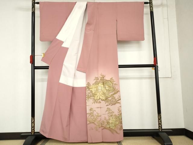 平和屋着物●色留訪問着 松竹梅風景文 暈し染め 金彩 正絹 逸品 AABN8114cs
