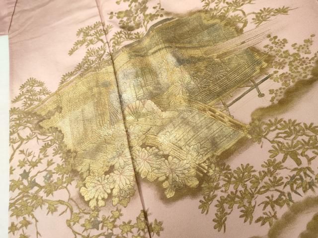 平和屋着物●色留訪問着 松竹梅風景文 暈し染め 金彩 正絹 逸品 AABN8114cs