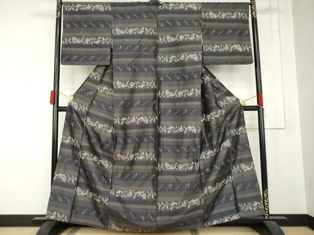 平和屋着物●上質な紬 花鳥文 正絹 逸品 AABN8115cs