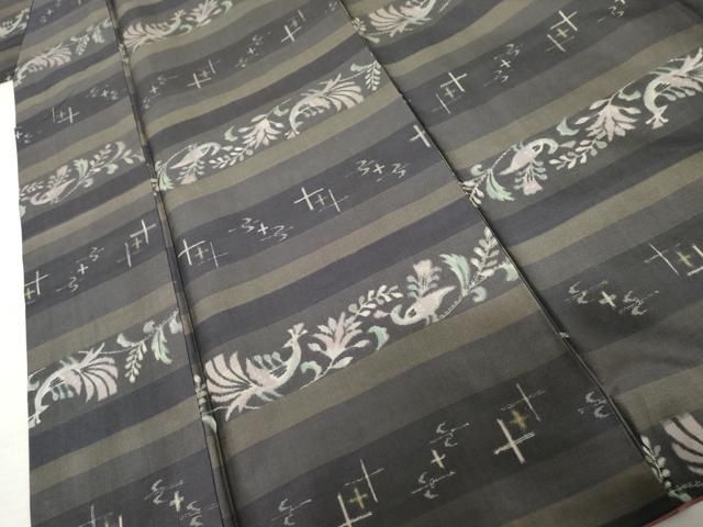 平和屋着物●上質な紬 花鳥文 正絹 逸品 AABN8115cs