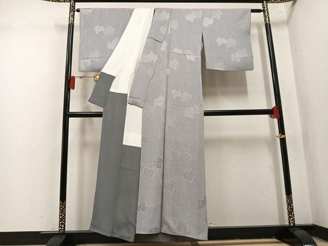平和屋着物●上質な小紋 葉尽くし 地紋起こし ろうけつ染 正絹 逸品 AABN8311ph