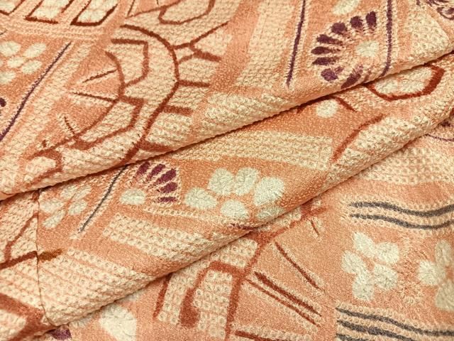 平和屋着物●上質な小紋 総絞り 吉祥花文 正絹 逸品 未使用 AABN8326ph