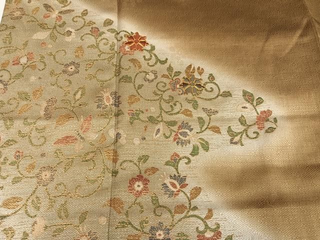 平和屋着物●訪問着 駒刺繍 更紗唐草文 暈し染め 金彩 正絹 逸品 AABN8327ph