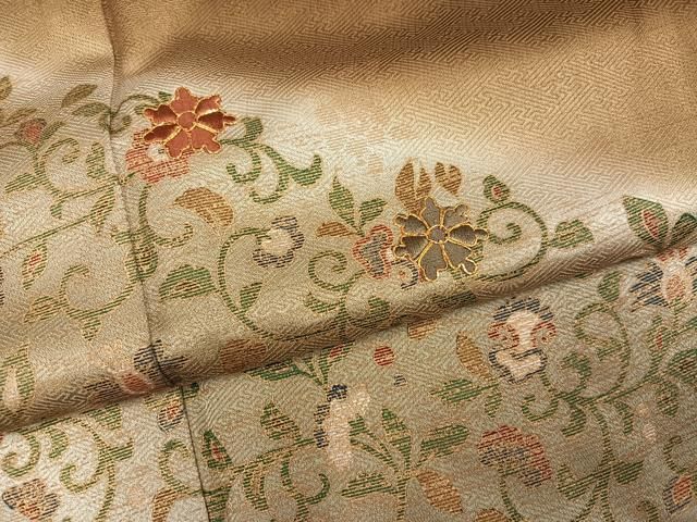 平和屋着物●訪問着 駒刺繍 更紗唐草文 暈し染め 金彩 正絹 逸品 AABN8327ph