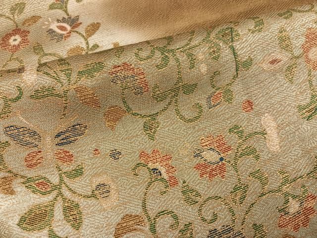 平和屋着物●訪問着 駒刺繍 更紗唐草文 暈し染め 金彩 正絹 逸品 AABN8327ph