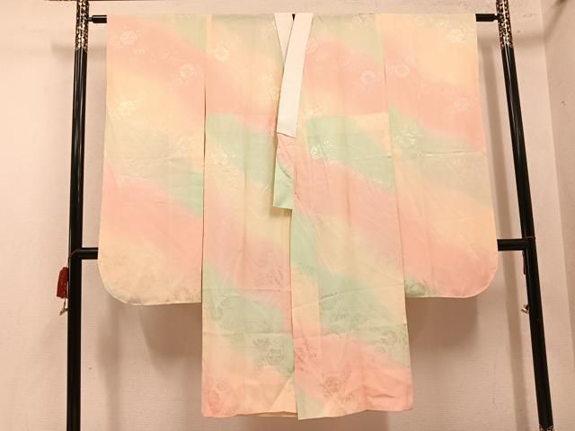 平和屋着物●振袖用長襦袢 無双仕立て 花地紋 暈し染め やまと誂製 正絹 逸品 AABN8338ph