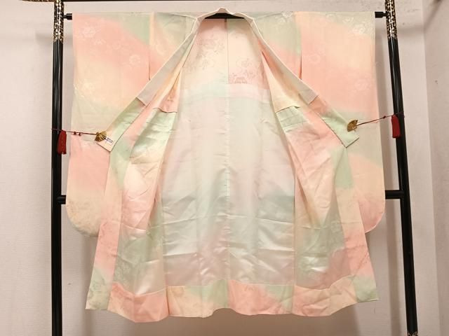 平和屋着物●振袖用長襦袢 無双仕立て 花地紋 暈し染め やまと誂製 正絹 逸品 AABN8338ph
